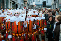 Binche festival carnival in Belgium Brussels. Belgium, carnaval of Binche. UNESCO World Heritage Parade Festival. Belgium, Walloon Municipality, province of Hainaut, village of Binche.  The carnival of Binche is an event that takes place each year in the Belgian town of Binche during the Sunday, Monday, and Tuesday preceding Ash Wednesday. The carnival is the best known of several that take place in Belgium at the same time and has been proclaimed as a Masterpiece of the Oral and Intangible Heritage of Humanity listed by UNESCO. Its history dates back to approximately the 14th century.